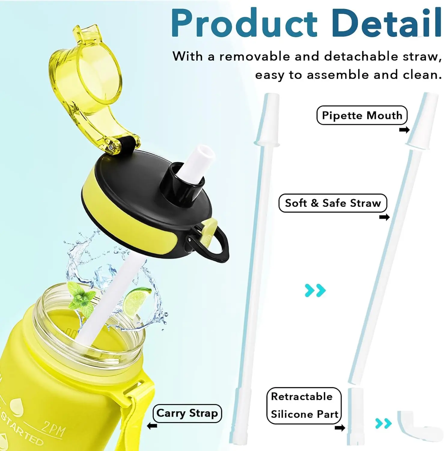 GoalFit 2024 Fashion Customized 30oz Water Bottle Colorful Plastic with Sling and Straw for Direct Drinking for Travel