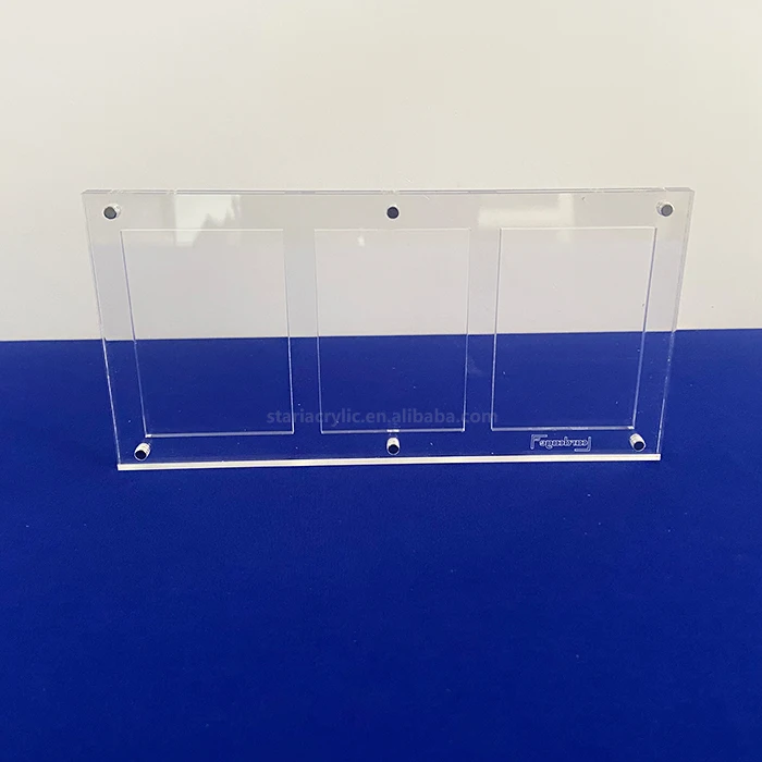 Customize Acrylic Card Display Stand Magnetic Clear Acrylic Triple Cards Display Frame Case