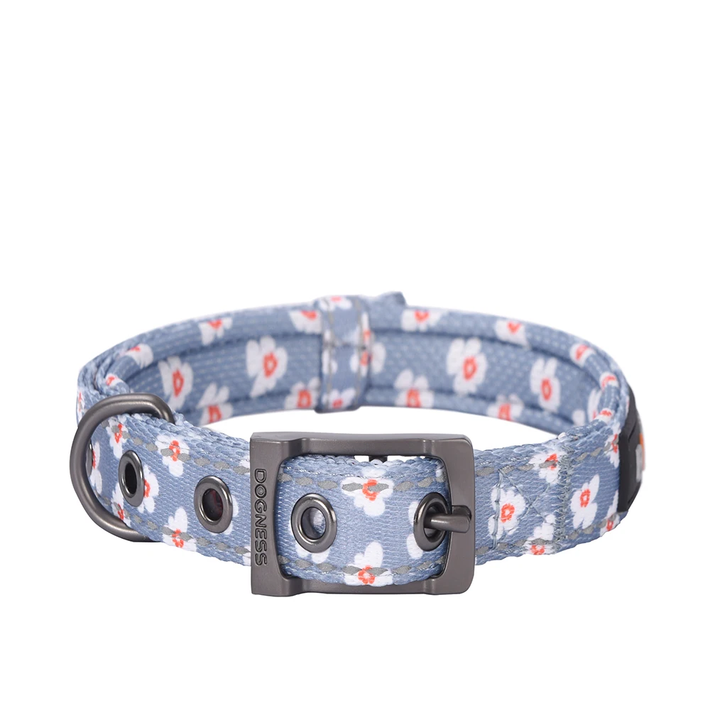 Dogness Forget me not blue OEM Печатный воротник удобный мягкий неопрен мягкий нейлон ультра безопасный Светоотражающий ошейник для собак