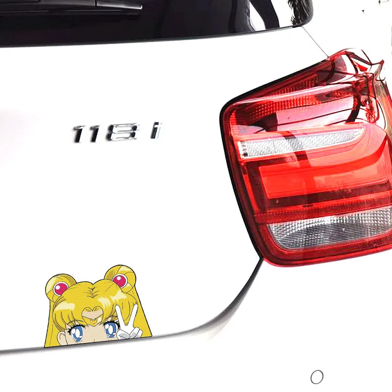 6 design Anime Girls Reflective Car Peeker Stickers for car Rear view window and door windshield Decoration