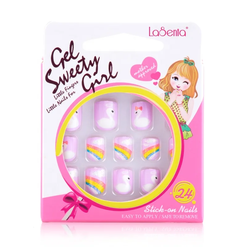 Nail Supplier Wholesale Price Kids Children Cute Designed Tips Safe Material Press on Nail Faux Ongles