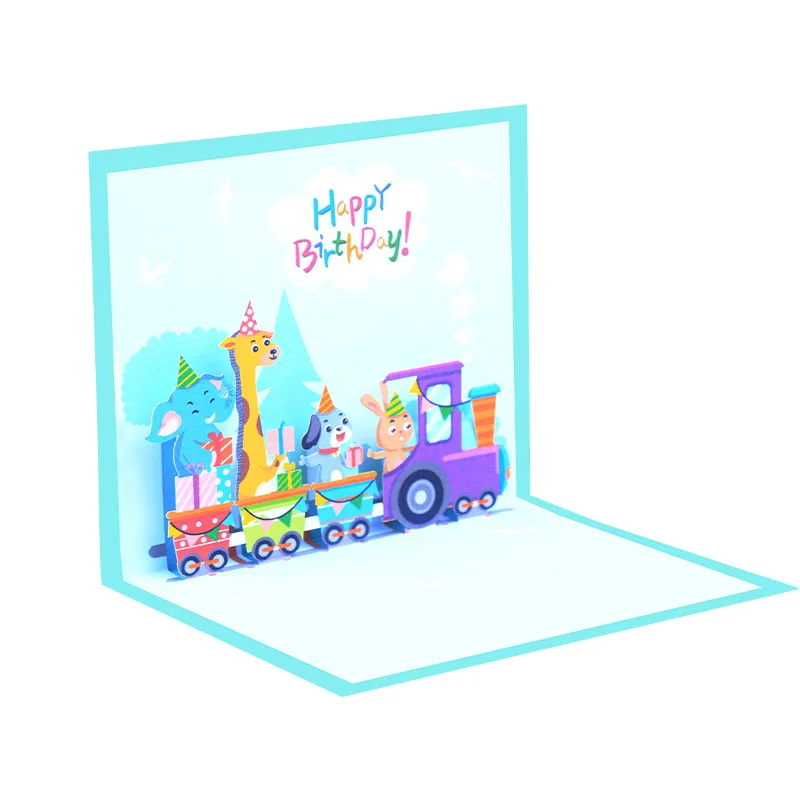 Popular 3d Pop Up Card Luxury Laser Cut Custom Happy Birthday Business Greeting Cards with Envelopes