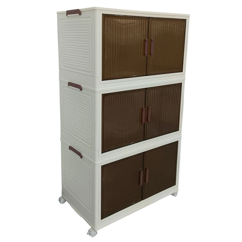 Cheap PP Plastic Storage Cabinets with Sturdy Wheels For Multi-use