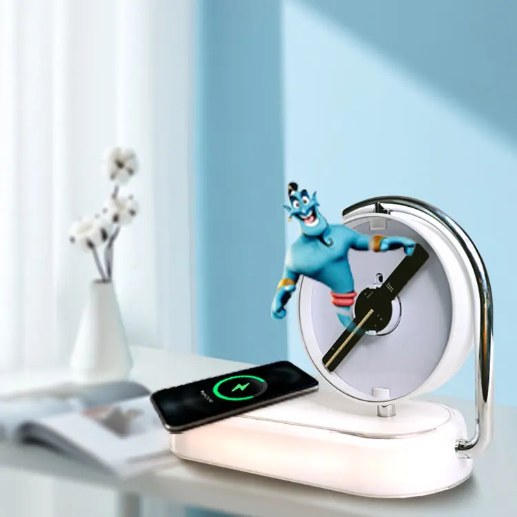 Bedroom Night Light Mobile Phone Bank Fast Qi Wireless Charger 3D Advertising  Holographic Display Hologram Led Fan In The Air