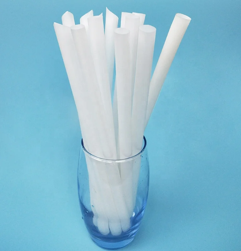 12mm Jumbo Straws Drinking Bubble Tea Tilted PLA Straw 100% Corn Starch for Smoothie Milkshake in Natural Color