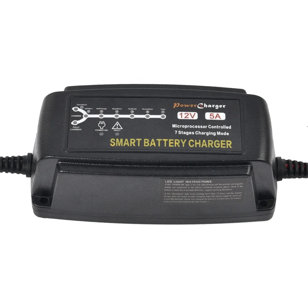 12V Lead Acid battery charger motorcycle 7 stages auto 12 volt battery charger