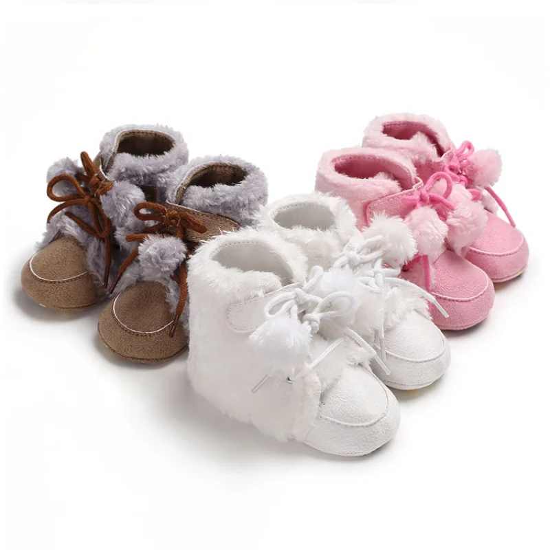 
Soft Winter Lace Up Cotton High Top Baby Girls Shoes Warm Shoes Toddler Snow Boots 