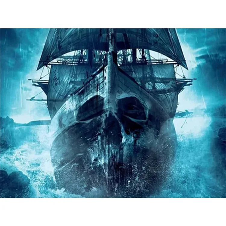 Ghost Ship Diamond Painting Skull Pirate Boat Full Drill Diamond Art Painting Cartoon Embroidery Home Decor Cross Stitch Kit