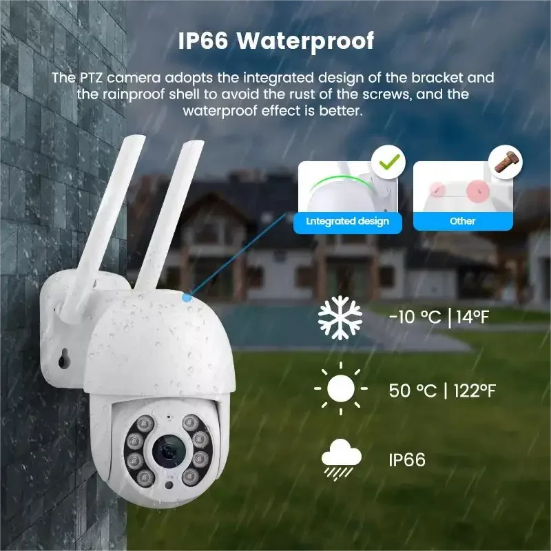 ICSEE 4K/2K FHD Wireless PTZ Security Camera WiFi IP CCTV System with Night Vision Auto Tracking for Outdoor Surveillance