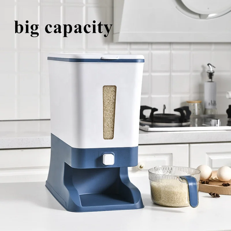 Factory  hot selling household plastic rice bucket insect and moisture proof sealed food storage grain press metering box