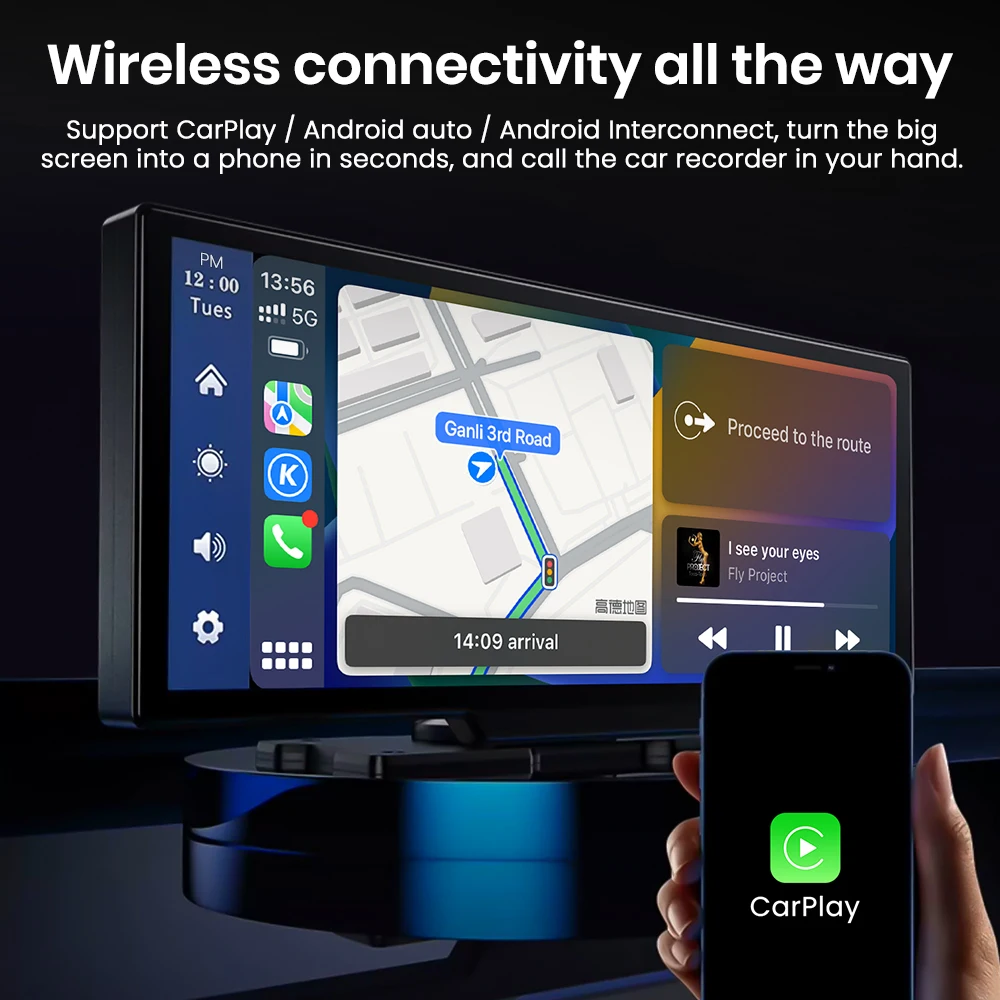 Carplay Screen 10 Inch for Universal Auto Hd Smart Dual Lens Radio Audio Wireless Carplay Android Auto CarPlay Monitor Screen