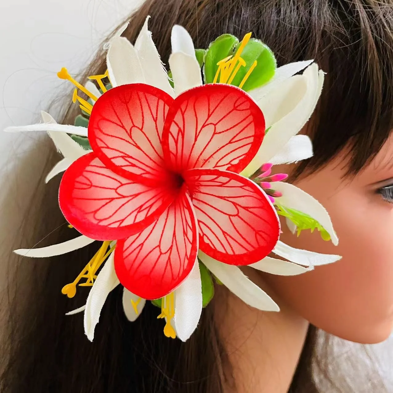 Spiderlily plumeria hair clip Foam floral accessories Artificial Island tiara frangipani hibiscus dance party graduation wedding