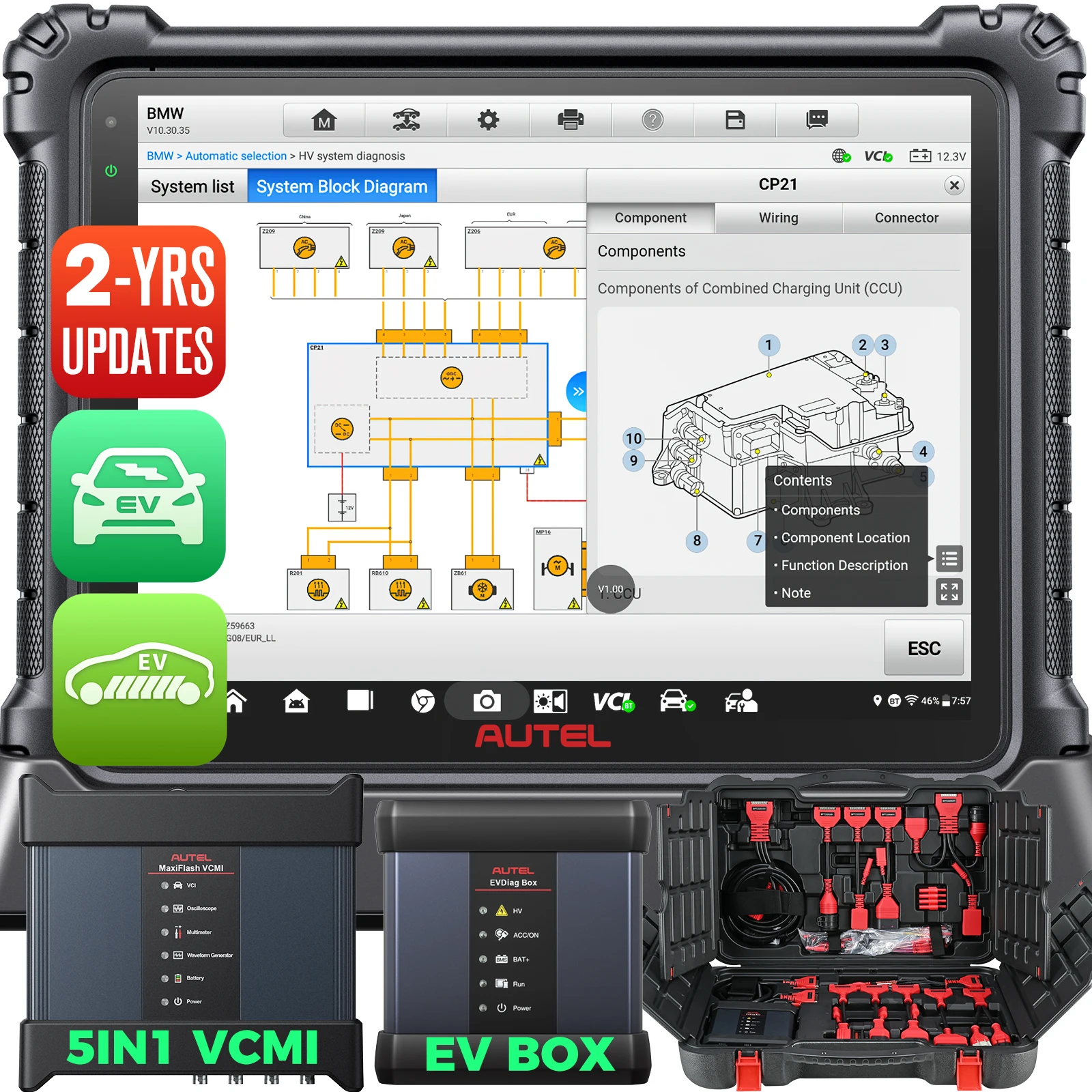 Global autel maxisys ultra ev maxi system ms 909 919 с комплектом evdiag Электрический высоковольтный ключ программный диагностический сканер