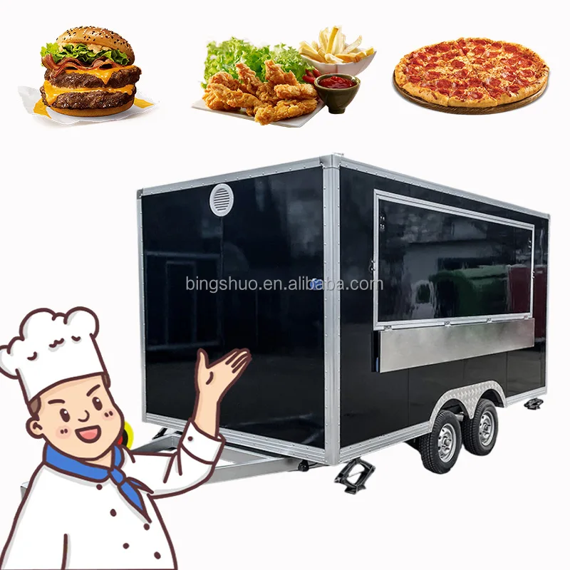 New Mobile Kitchen Food Trailer Street Kiosk Coffee Hot Dogs Enclosed Restaurant Car Concession Water-Based Mobile Coffee Food