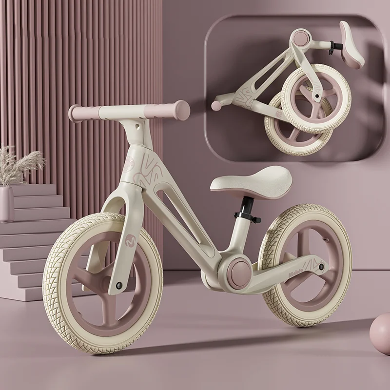 Children Riding Cycle Kids balance Bike 2-in-1 Baby Walker No Pedals Nylon Foldable Push Bike For Toddler 12 Inch Race Toddler