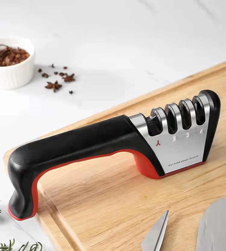 Professional Mini Manual Stainless Steel 4 Stage Kitchen Handheld Knife Sharpener
