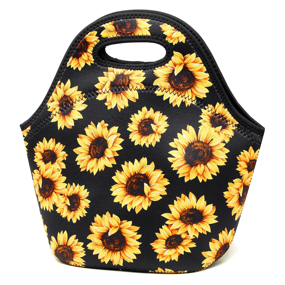 Modern Cartoon Designer Character Pack Leopard Food Picnic Baby Sublimation Blank Neoprene Small Tote Lunch Bag For Girls