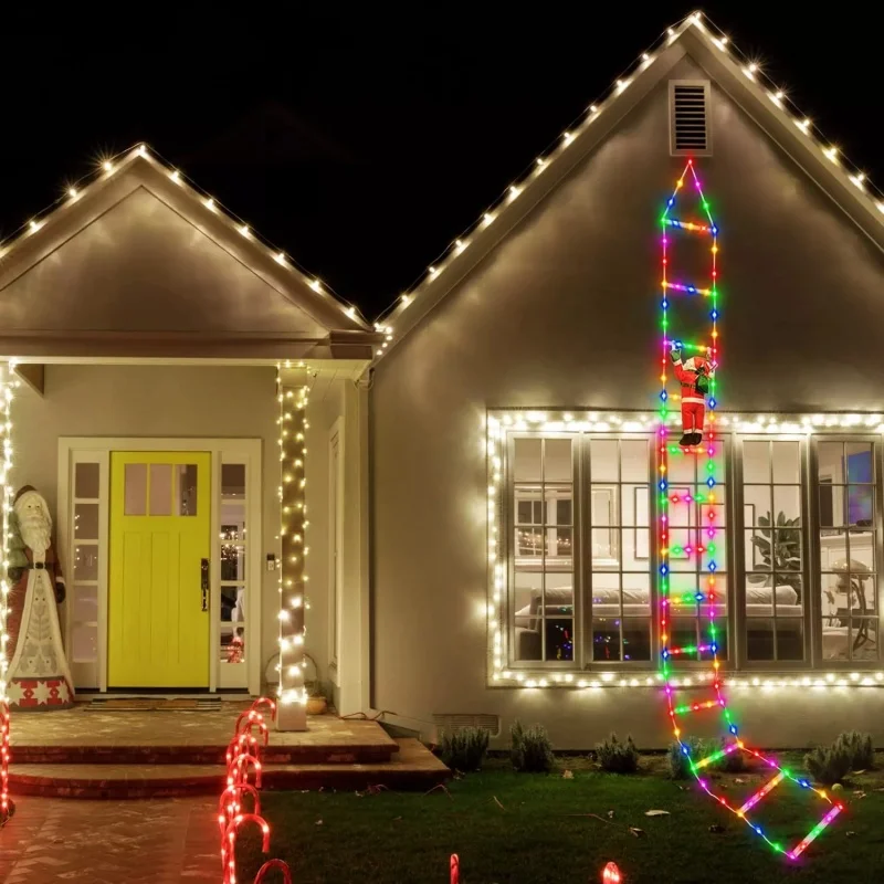Solar Christmas Light Santa Toy Climb Lights For Holiday Festival Party Christmas Decor Outdoor Waterproof Climbing Light