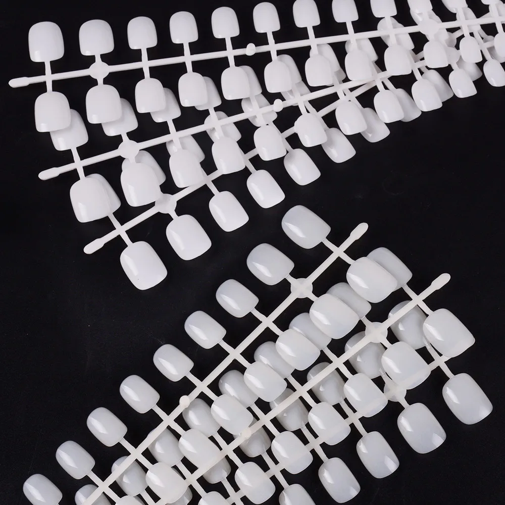 120 Pieces False Nail Tips natural Acrylic Short Full Cover Fake Nails Short Round White False Nails