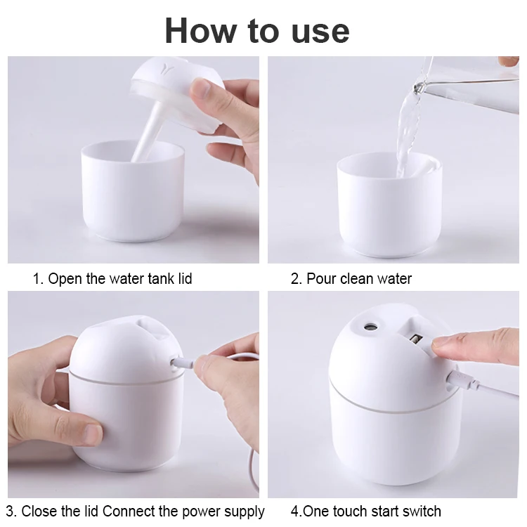 Big Large Capacity 250ml Ultrasonic Cool Mist USB Mini Air Humidifiers Wholesaler Mini Bedroom Home Humidifiers