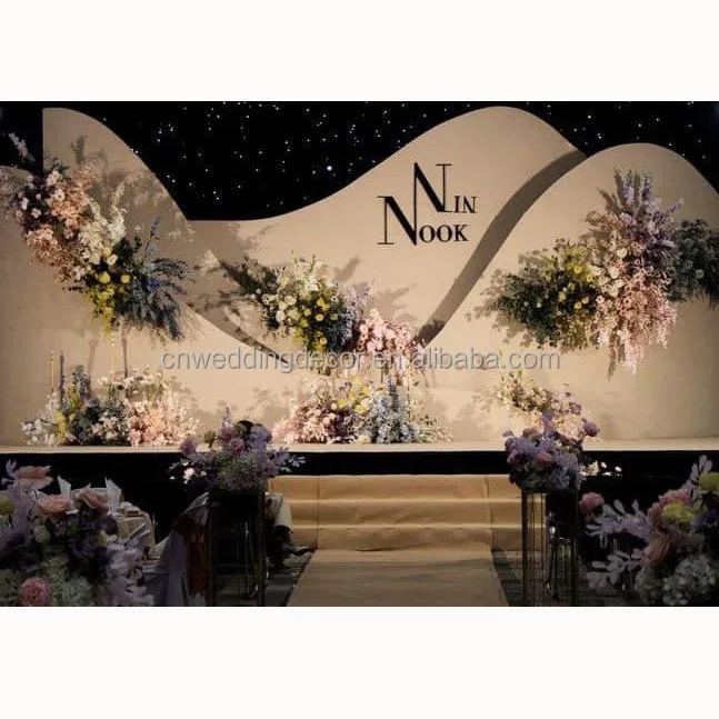 SMOOTH New Design Huge White Acrylic Wedding Stage Backdrop Background Stand Frame Wall Panel For Event Party Decor