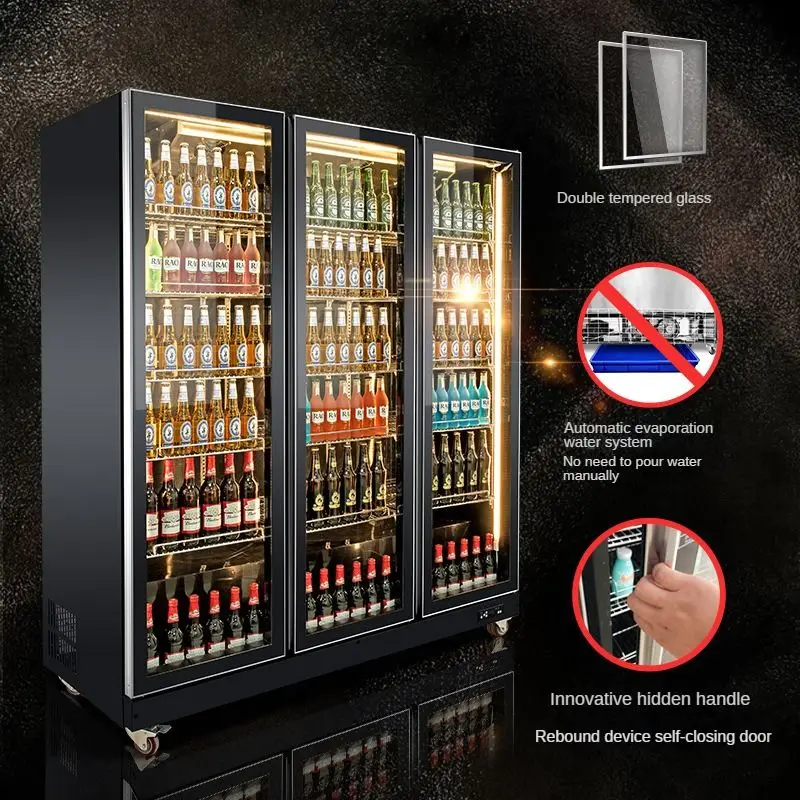 2 3 4 Doors Commercial supermarket beverage cabinet vertical refrigerator beer display cabinet bar freezer