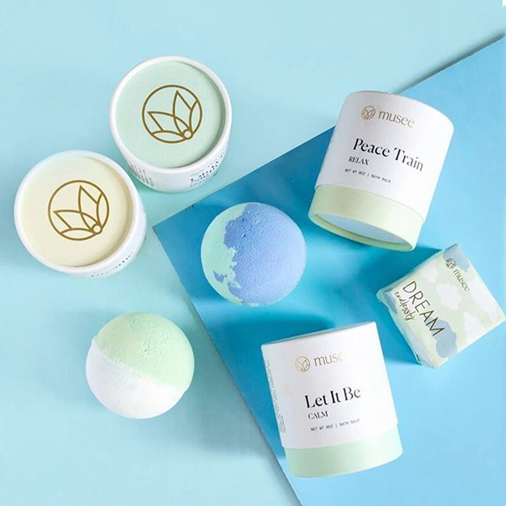 Custom Logo Cardboard Craft Paper Round Tube Bath Bombs Soap Packaging Cylinder Gift Box