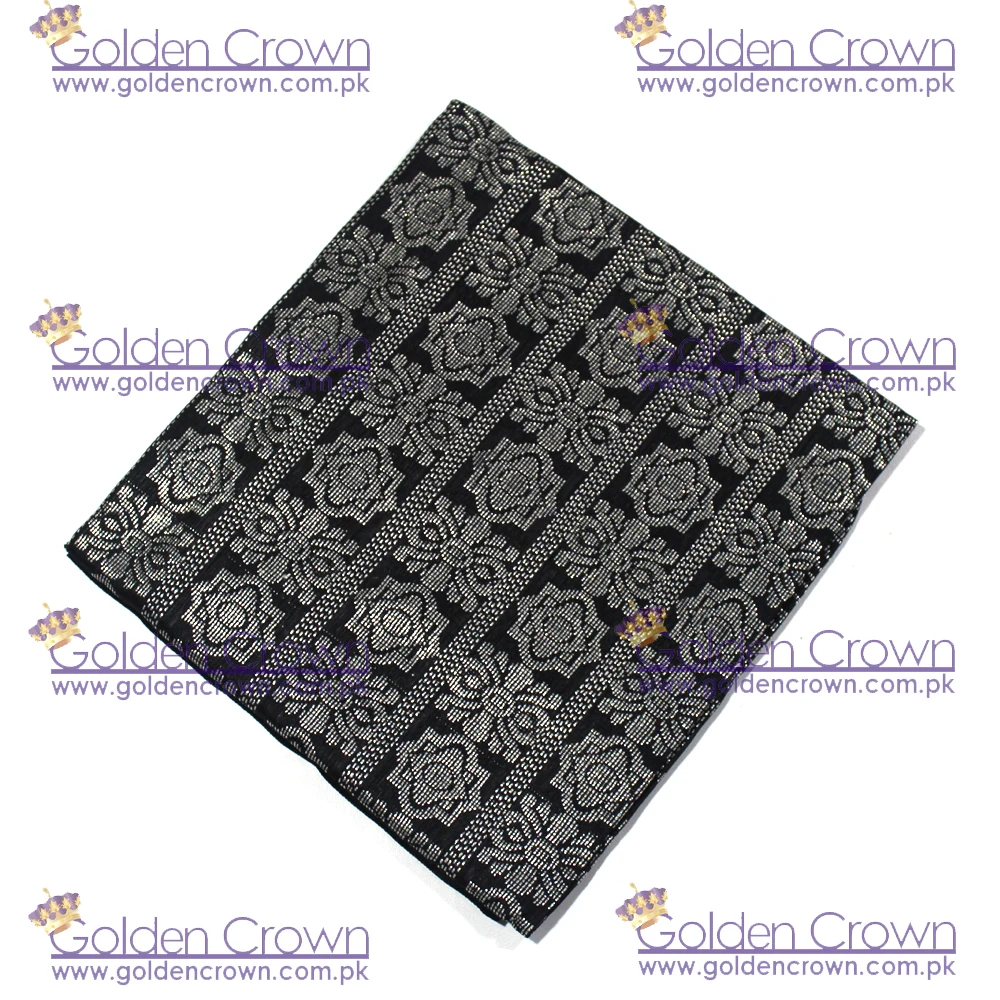 Top High Quality Malaysia Sampin Songket Fabric Black and Silver |