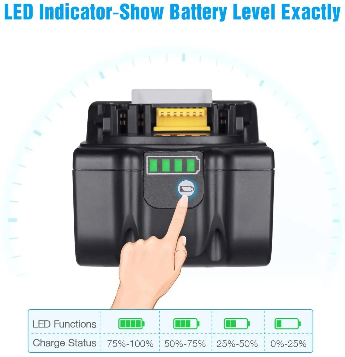 Tool battery for makita 18V 3.0ah compatible with makita 18V battery with LED Indicator  BL1830 BL1830B tool battery