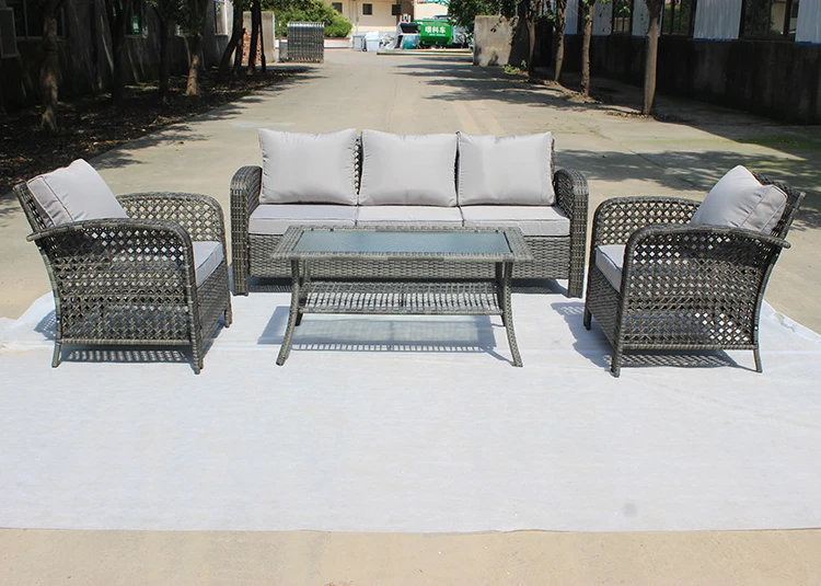 High Quality Grey 5 Seater Rattan Garden Furniture Garden Sets Rattan Safa Set