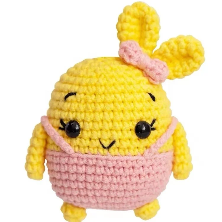 Wholesale mini crochet bear stuffed toys cute small knitted teddy bear dolls pendant charms for baby pram stroller hanging toy