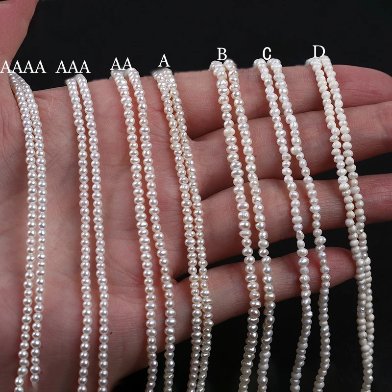 Wholesale 2-2.5mm Different Quality Natural White Potato Fresh Water Pearls Strand For Jewelry Making