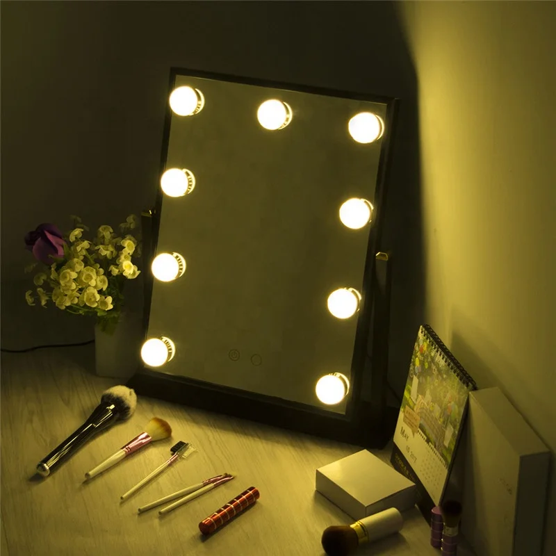 New Design Crystal Diamond Led Table Hollywood Makeup Mirror With Light Bulbs Vanity Makeup Mirror