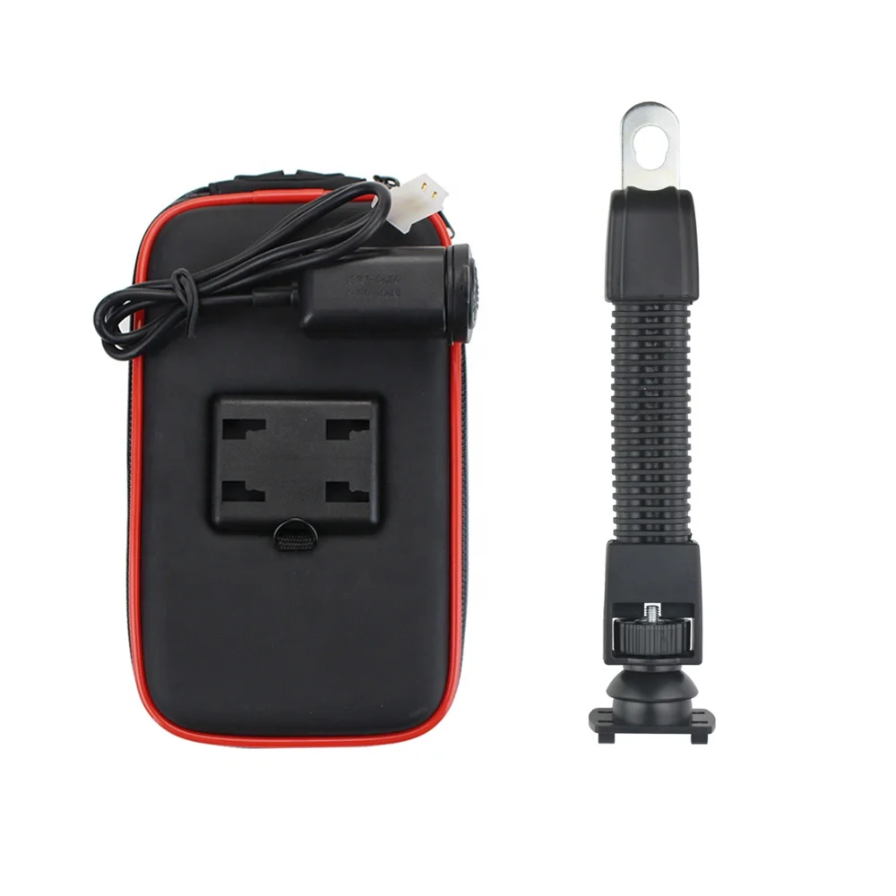 Size XL Waterproof motorcycle Mobile Phone Cellphone GPS Handlebar Mount Holders with USB Charger