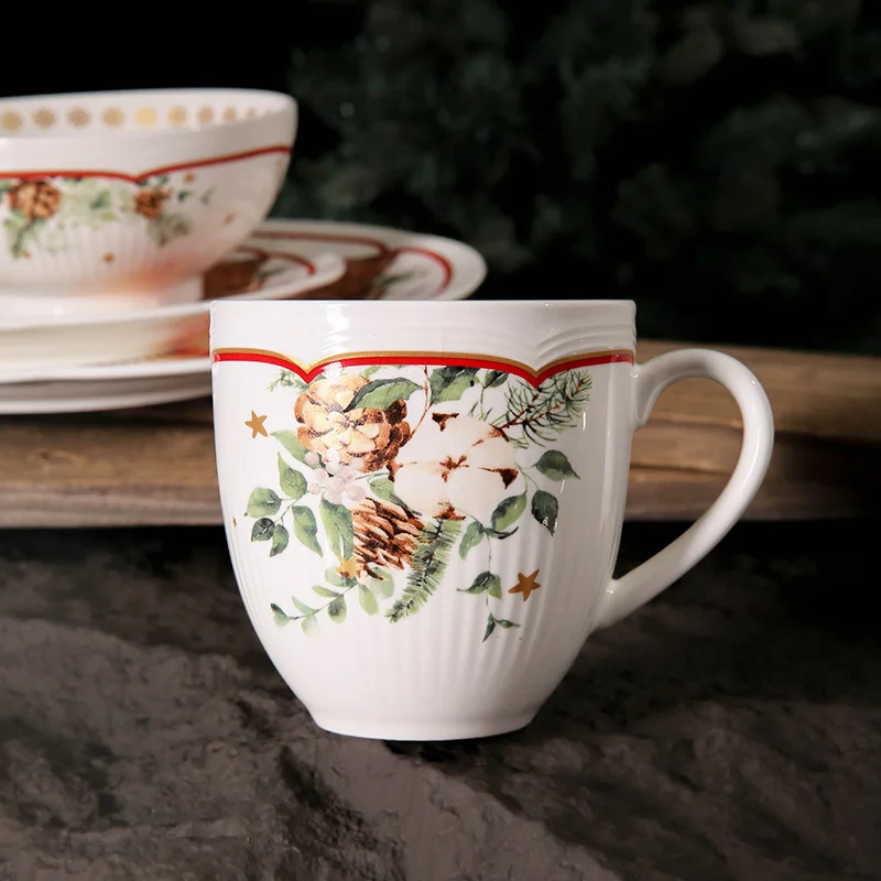 Weiye Christmas Plates Decorative Dinner Set for Personalized Christmas Dish Roundcute Ceramic Classic Dinnerware