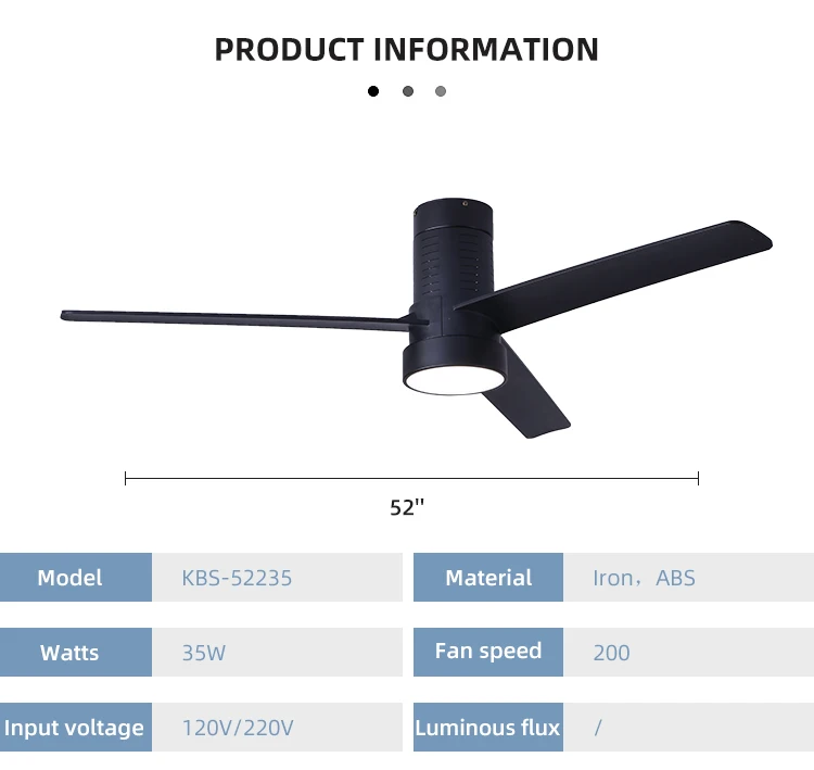52 inch 3 Blade High-end Ceiling Fan Modern Design Decorative Ceiling Fan With Light And Remote Control