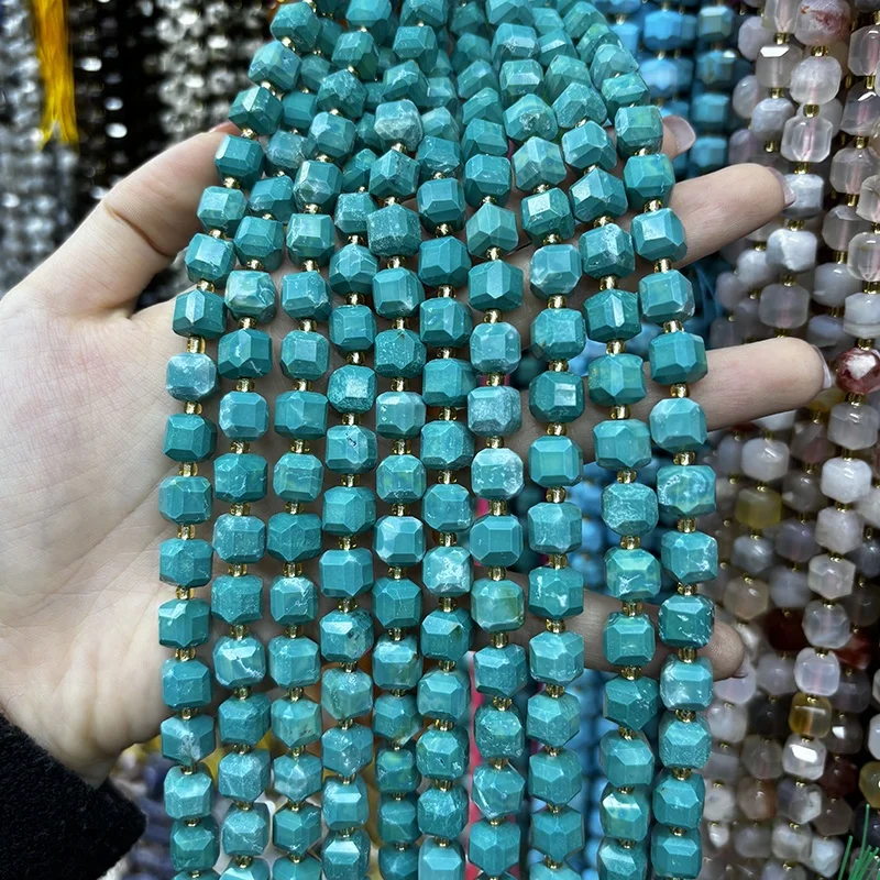 6-7mm Natural Polished Sugar Cube Beaded  Faceted Square Energy Gemstone Loose Beads For Jewelry Making Bracelet Necklace