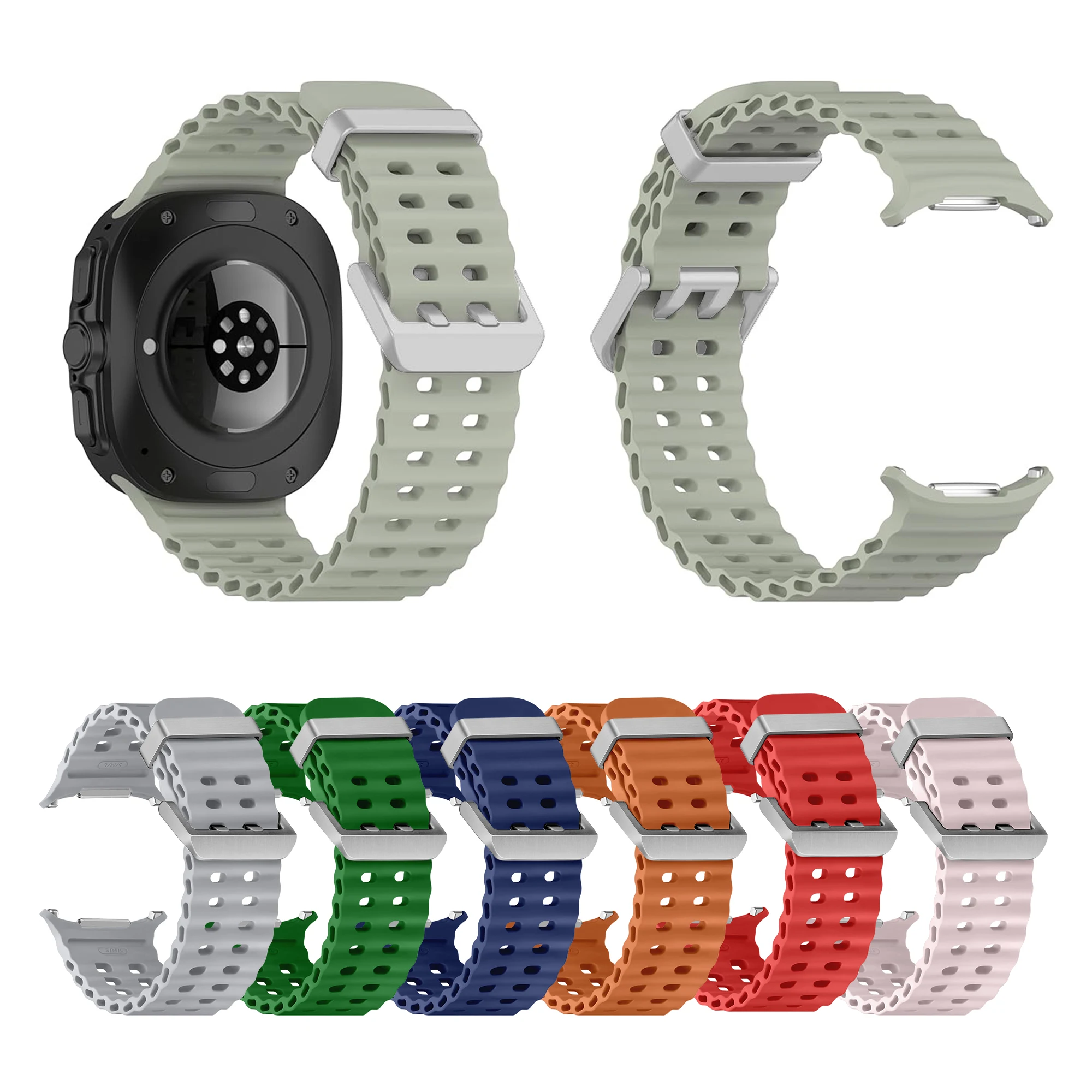 RYB Breathable Soft Silicone Sport Watch Band Strap for Samsung Galaxy Watch Ultra 47mm