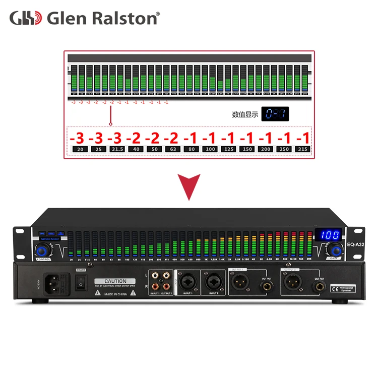 Glen Ralston EQA32 Professional digital graphic equalizer karaoke system audio processor eqa31 upgrade