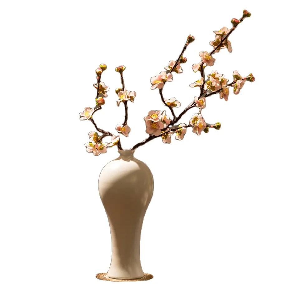 Peach blossom living room decoration flower branch new Chinese flower cherry moisturizing film decorative indoor dried flowers