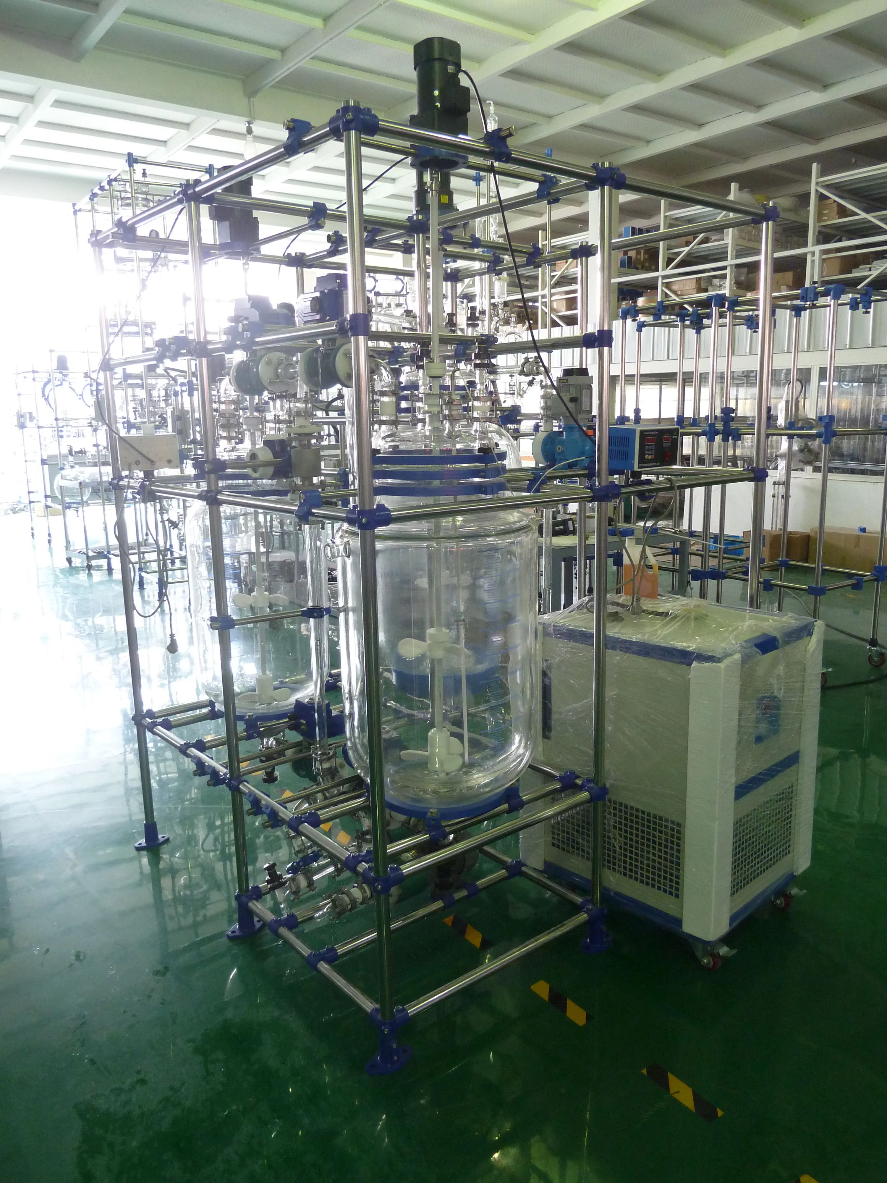 pyrex glass cylindrical  mini jacket glass reactor lab