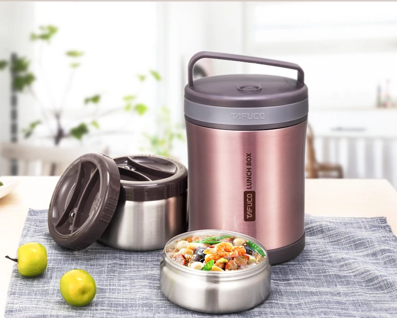 3 Layer Stainless Steel Insulated Thermal Food Storage Flask Warmer Set With Bag