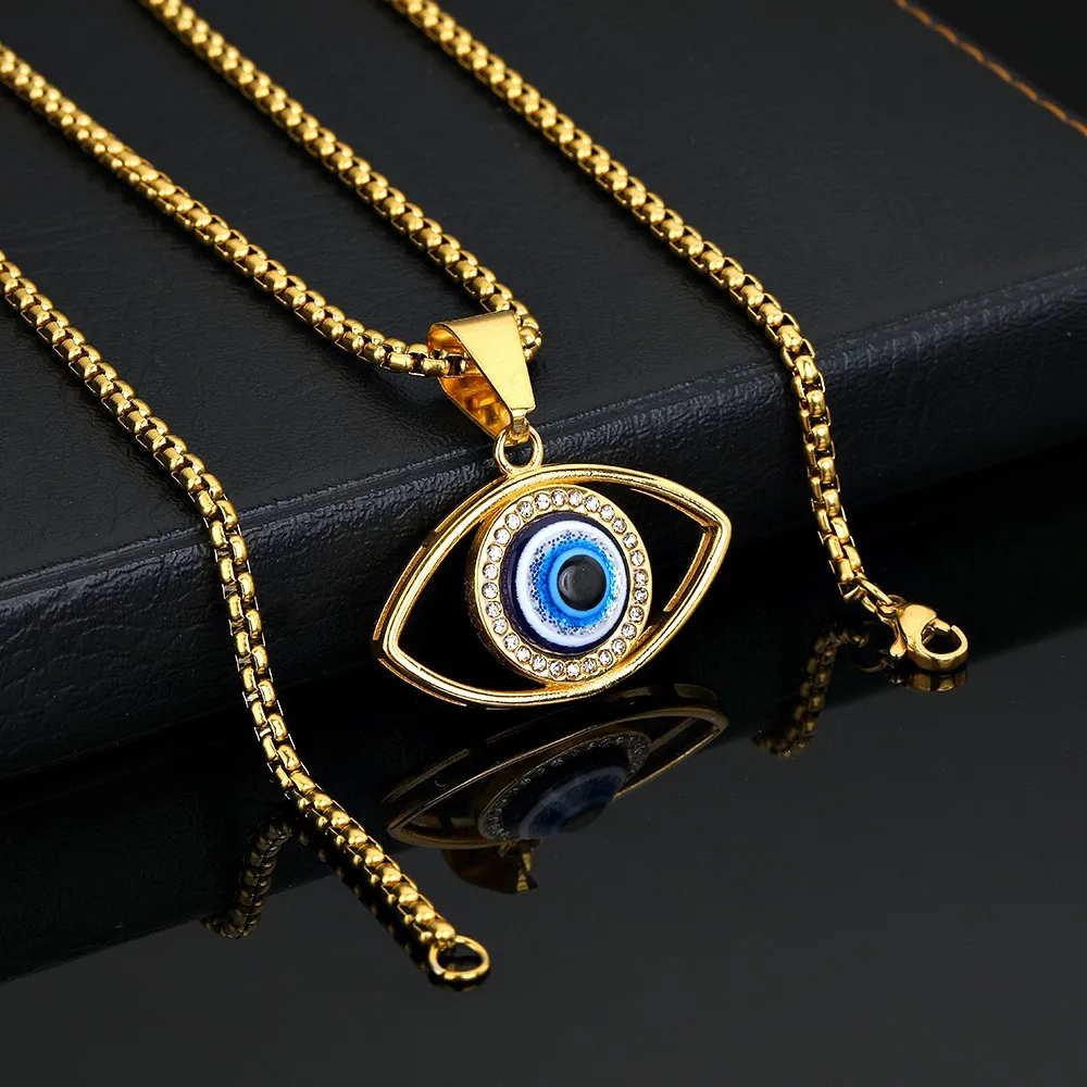 18k gold plated Stainless steel  Blue Eye necklaceTurkish Eye necklace Greek jewelry wholesale high quality jewelry