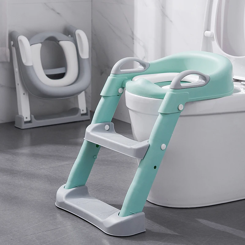 Folding design baby potty chair adjustable baby potty training seat with step stool kids ladder potty