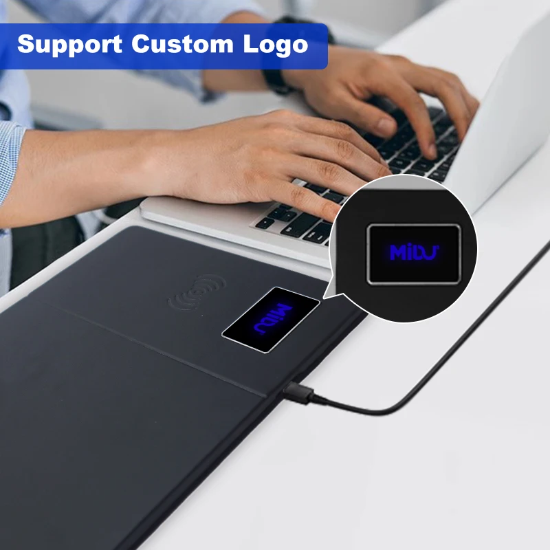 Custom Mat LED LOGO 15W Desk Wireless Charger Gaming  Mouse Pad Large Gamer  Wireless Charge Mouse Pad