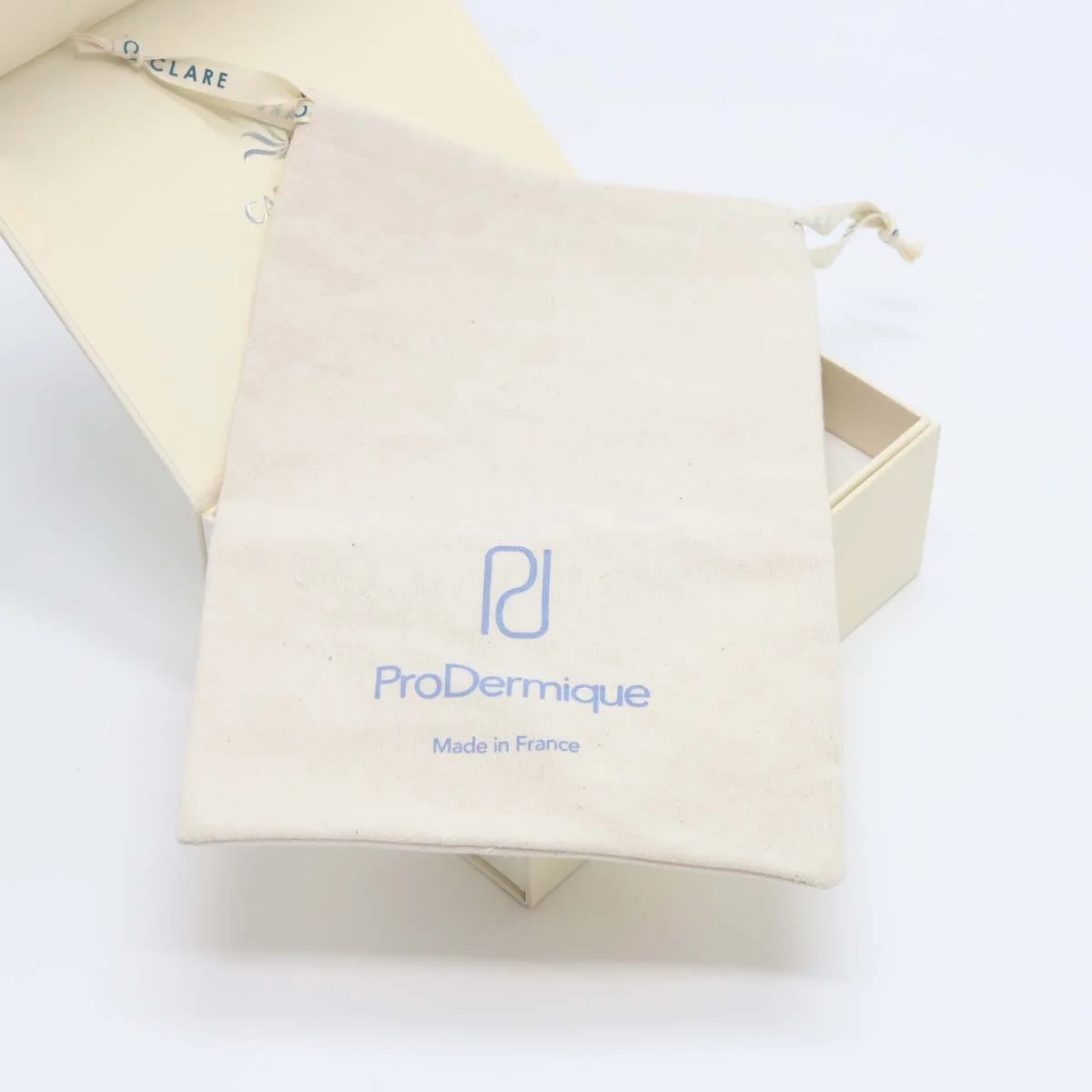 Custom Logo Printed Drawstring Small Canvas Gift Bag Natural Beauty Cosmetic Makeup Pouch