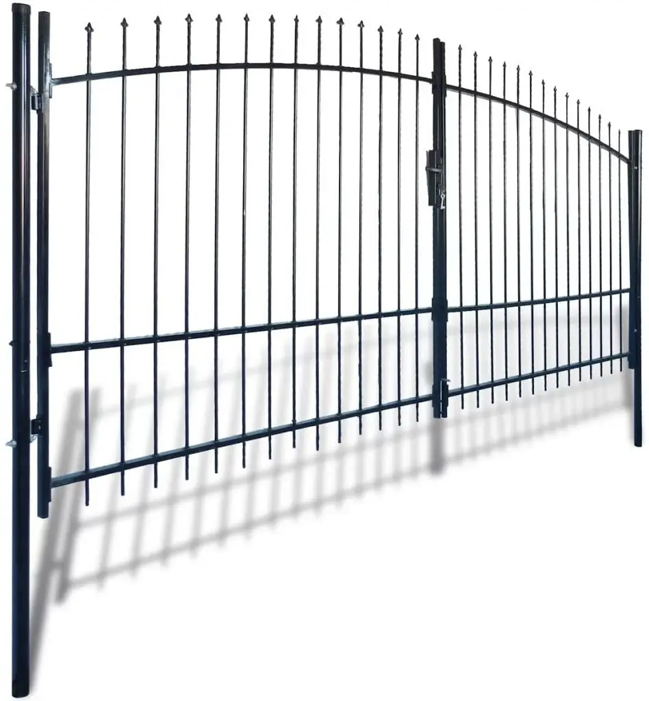 Modern house ornaments driveway double door welded wrought iron garden gate