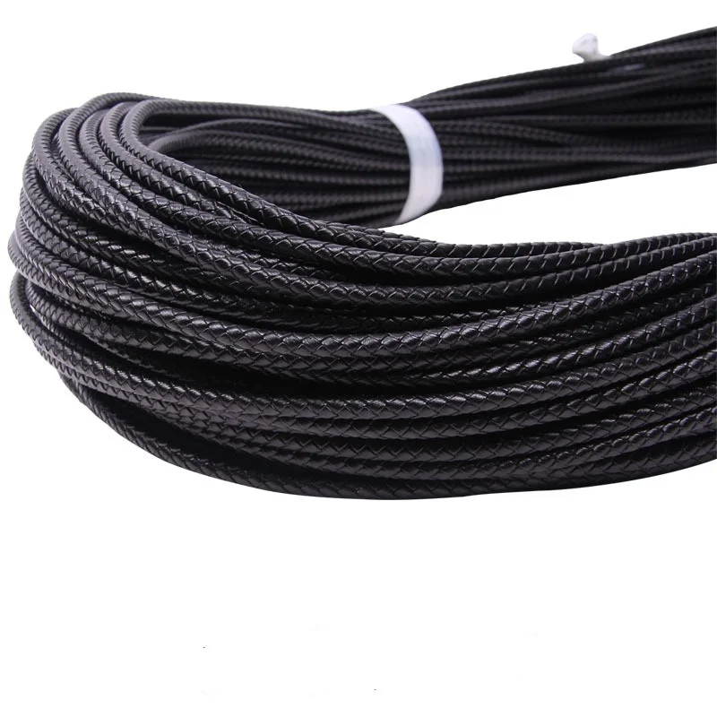 Handmade leather cowhide ropes 5 mm Brown Round Genuine Braided Leather Cord Bolo Tie Cording woven leather cord for bracelet