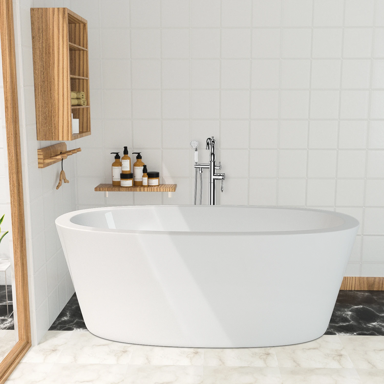 Bathroom white freestanding bath tub modern acrylic bathtub