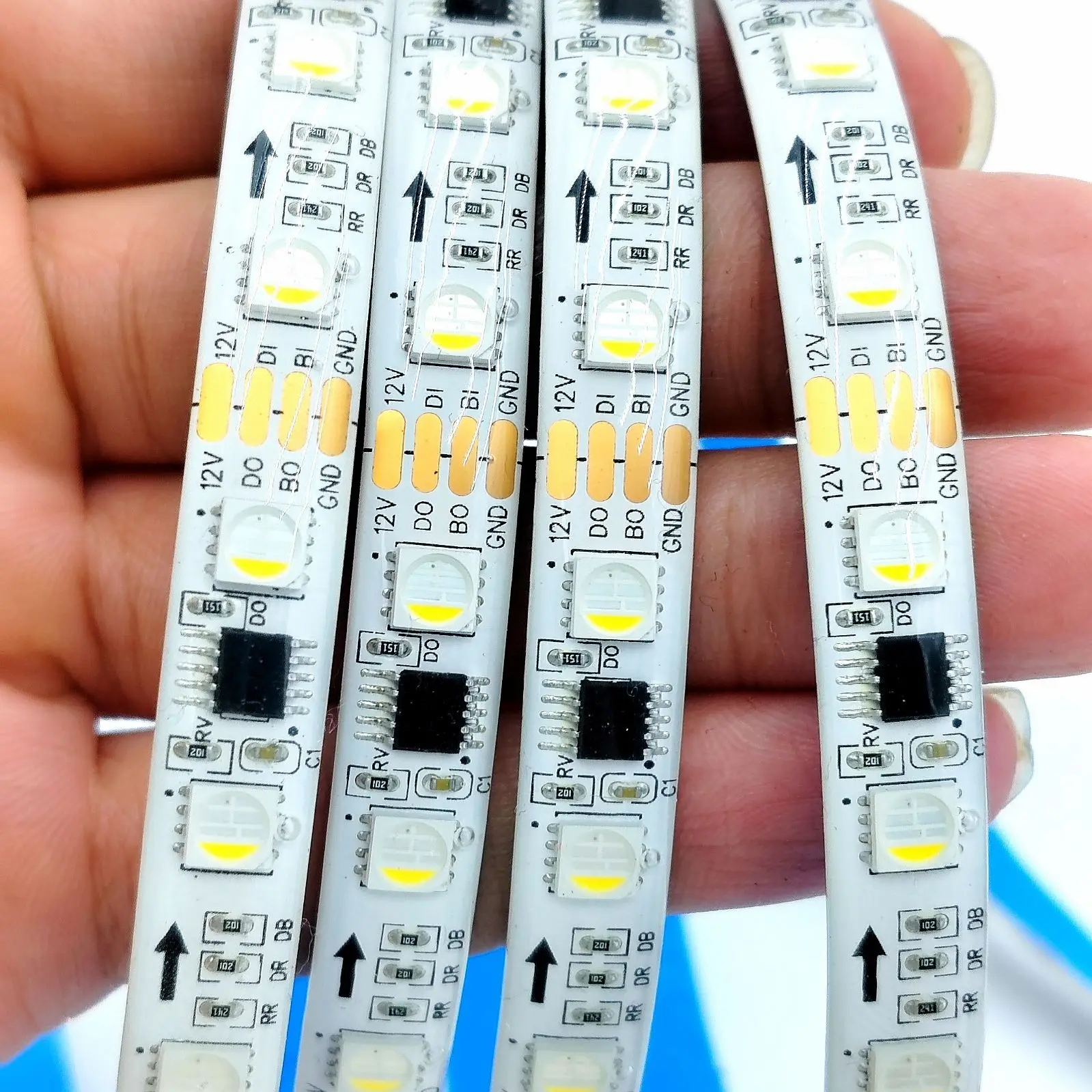 Programmable Addressable Pixel Rgb Led Lights 12v Ws2811 16704 IC 5050 RGBW 60LEDs/m 10mm Width IP20 IP65 Led Light Strip